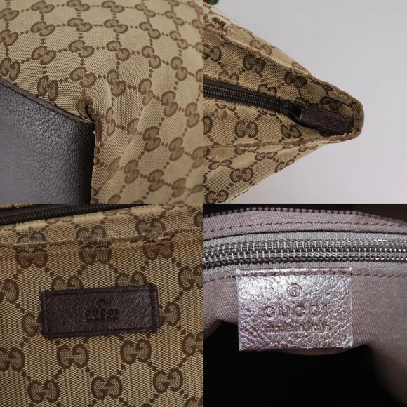 GUCCI GG Canvas Web Sherry Line Tote Bag Beige Silver 131230 Auth 108527 - Picture 13 of 15